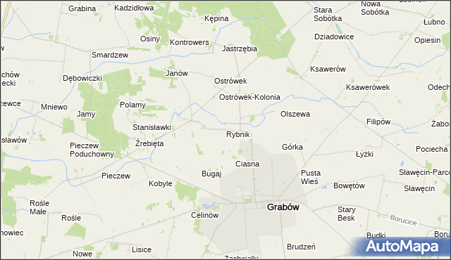 mapa Rybnik gmina Grabów, Rybnik gmina Grabów na mapie Targeo