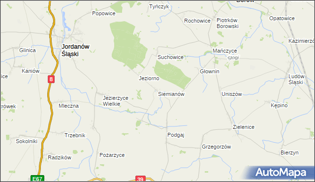 mapa Siemianów gmina Borów, Siemianów gmina Borów na mapie Targeo