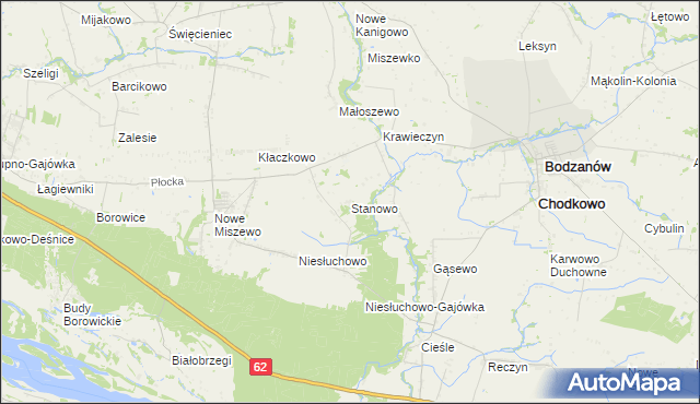 mapa Stanowo gmina Bodzanów, Stanowo gmina Bodzanów na mapie Targeo
