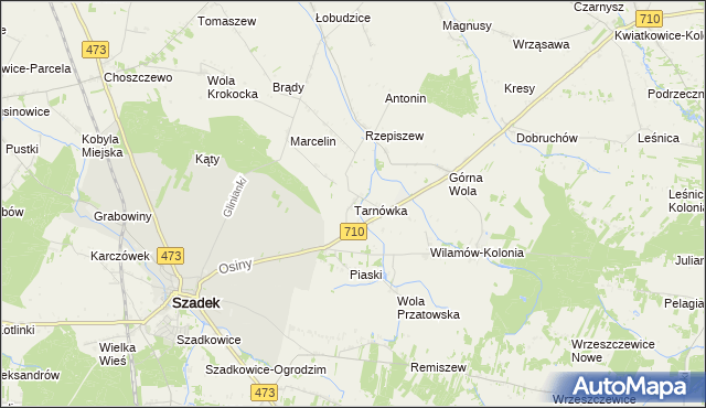 mapa Tarnówka gmina Szadek, Tarnówka gmina Szadek na mapie Targeo