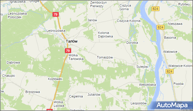 mapa Tomaszów gmina Tarłów, Tomaszów gmina Tarłów na mapie Targeo