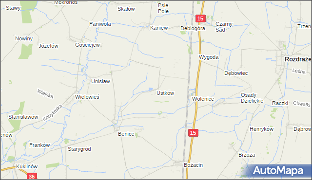 mapa Ustków gmina Krotoszyn, Ustków gmina Krotoszyn na mapie Targeo