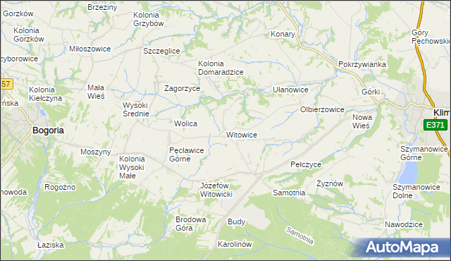 mapa Witowice gmina Bogoria, Witowice gmina Bogoria na mapie Targeo