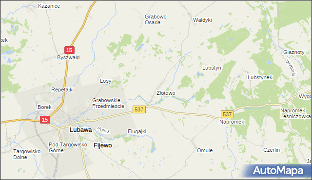 mapa Złotowo gmina Lubawa, Złotowo gmina Lubawa na mapie Targeo