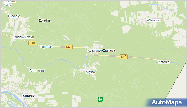 mapa Adamowo gmina Mielnik, Adamowo gmina Mielnik na mapie Targeo