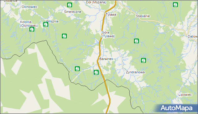 mapa Barwinek gmina Dukla, Barwinek gmina Dukla na mapie Targeo