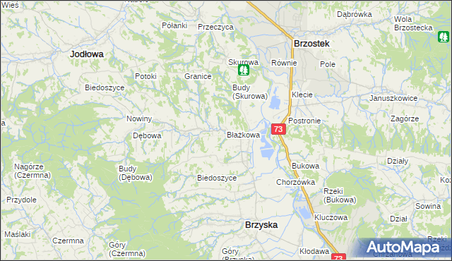 mapa Błażkowa gmina Brzyska, Błażkowa gmina Brzyska na mapie Targeo