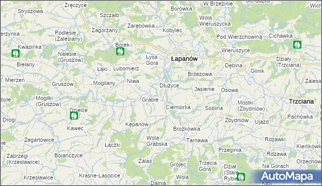 mapa Boczów gmina Łapanów, Boczów gmina Łapanów na mapie Targeo