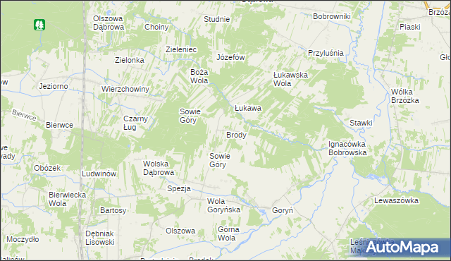 mapa Brody gmina Jastrzębia, Brody gmina Jastrzębia na mapie Targeo