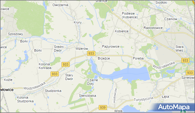 mapa Brzeźce gmina Pszczyna, Brzeźce gmina Pszczyna na mapie Targeo