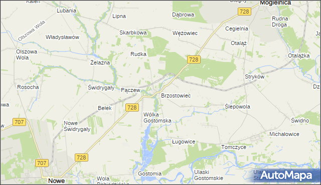 mapa Brzostowiec, Brzostowiec na mapie Targeo