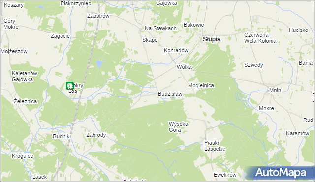 mapa Budzisław gmina Słupia Konecka, Budzisław gmina Słupia Konecka na mapie Targeo