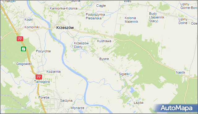 mapa Bystre gmina Krzeszów, Bystre gmina Krzeszów na mapie Targeo