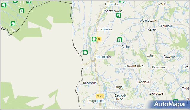 mapa Chochołów gmina Czarny Dunajec, Chochołów gmina Czarny Dunajec na mapie Targeo