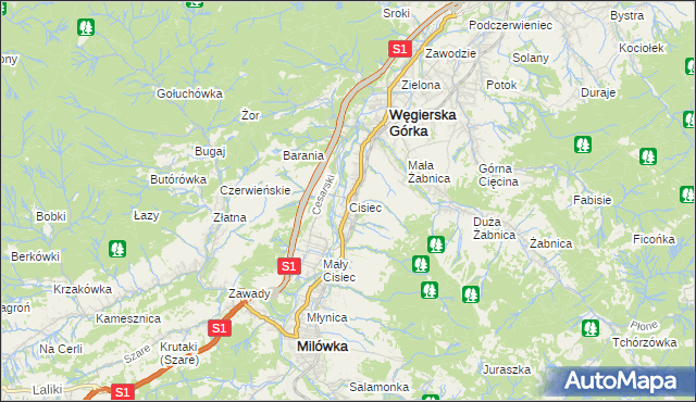 mapa Cisiec, Cisiec na mapie Targeo