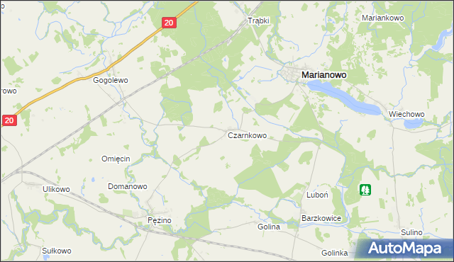 mapa Czarnkowo gmina Marianowo, Czarnkowo gmina Marianowo na mapie Targeo