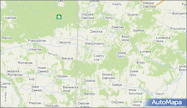 mapa Czarny Ług, Czarny Ług na mapie Targeo