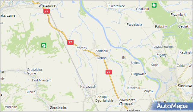 mapa Dębno gmina Leżajsk, Dębno gmina Leżajsk na mapie Targeo