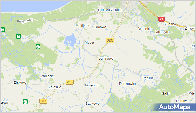 mapa Duninowo, Duninowo na mapie Targeo