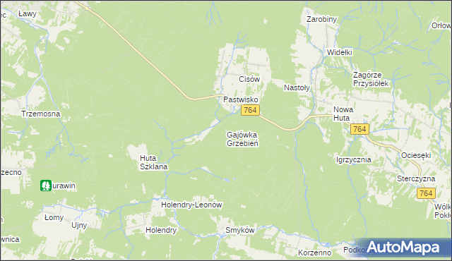 mapa Gajówka Grzebień, Gajówka Grzebień na mapie Targeo