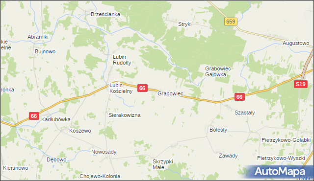 mapa Grabowiec gmina Bielsk Podlaski, Grabowiec gmina Bielsk Podlaski na mapie Targeo