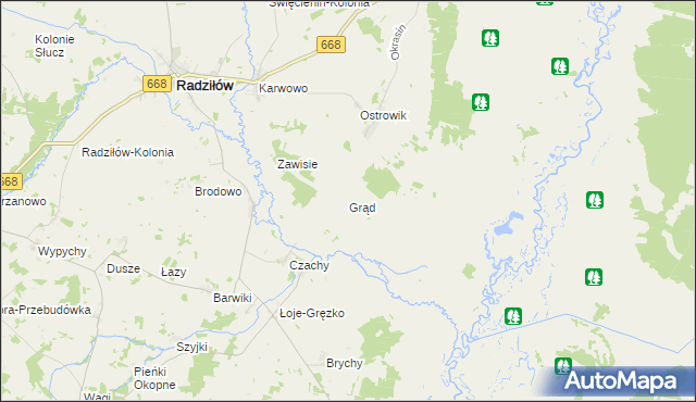 mapa Grąd gmina Radziłów, Grąd gmina Radziłów na mapie Targeo