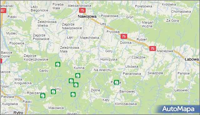 mapa Homrzyska, Homrzyska na mapie Targeo