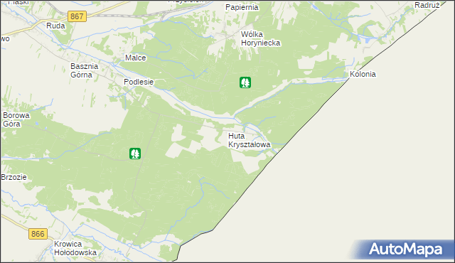 mapa Huta Kryształowa, Huta Kryształowa na mapie Targeo