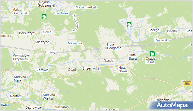 mapa Huta Krzeszowska, Huta Krzeszowska na mapie Targeo