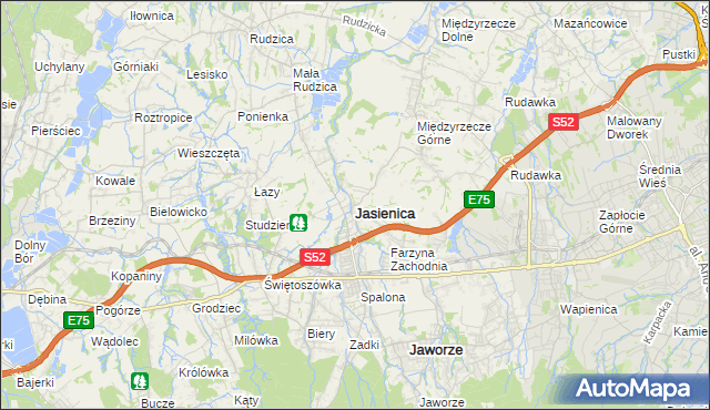 mapa Jasienica powiat bielski, Jasienica powiat bielski na mapie Targeo