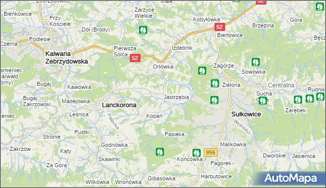 mapa Jastrzębia gmina Lanckorona, Jastrzębia gmina Lanckorona na mapie Targeo