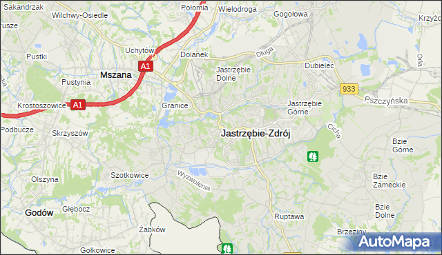 mapa Jastrzębie-Zdrój, Jastrzębie-Zdrój na mapie Targeo