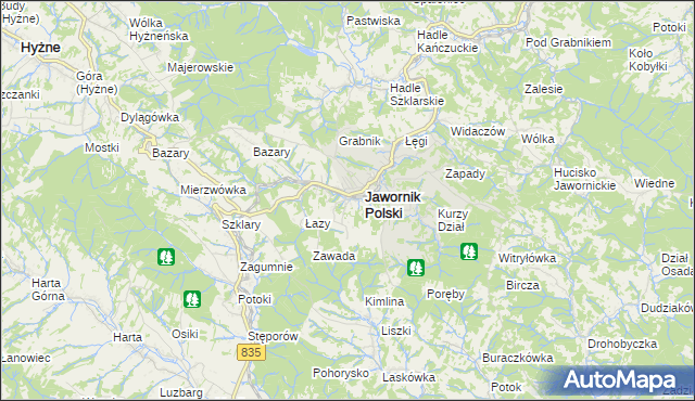 mapa Jawornik-Przedmieście, Jawornik-Przedmieście na mapie Targeo