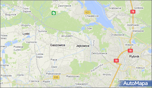 mapa Jejkowice, Jejkowice na mapie Targeo