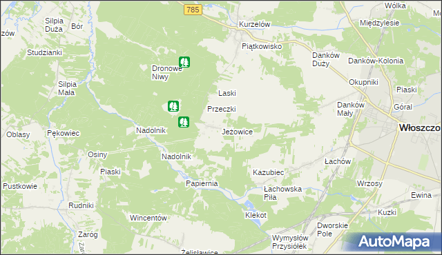 mapa Jeżowice, Jeżowice na mapie Targeo