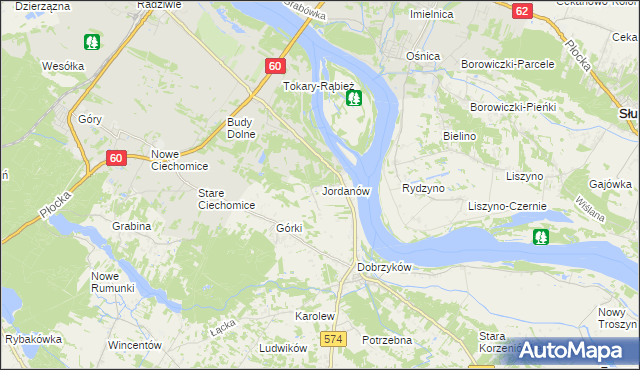 mapa Jordanów gmina Gąbin, Jordanów gmina Gąbin na mapie Targeo