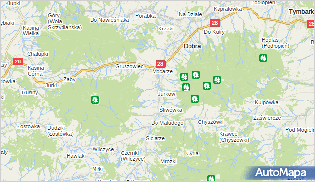 mapa Jurków gmina Dobra, Jurków gmina Dobra na mapie Targeo