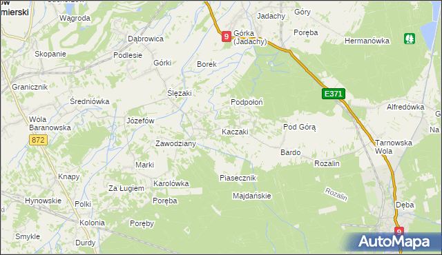 mapa Kaczaki, Kaczaki na mapie Targeo