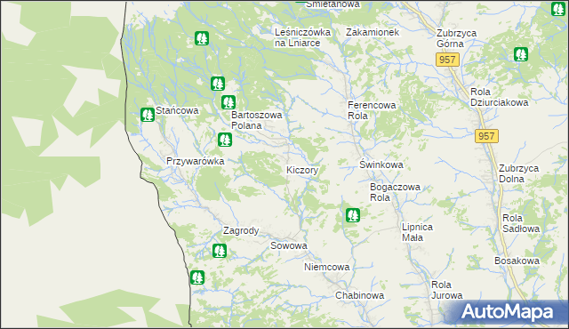 mapa Kiczory, Kiczory na mapie Targeo