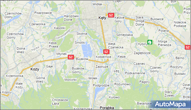 mapa Kobiernice, Kobiernice na mapie Targeo
