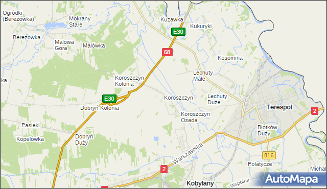 mapa Koroszczyn, Koroszczyn na mapie Targeo