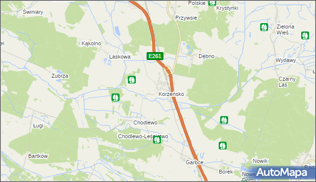 mapa Korzeńsko, Korzeńsko na mapie Targeo