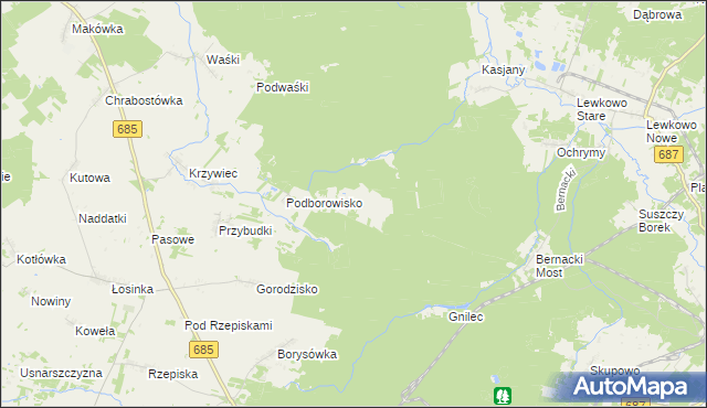 mapa Krynica gmina Narewka, Krynica gmina Narewka na mapie Targeo