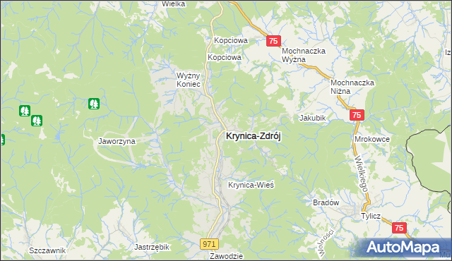 mapa Krynica-Zdrój, Krynica-Zdrój na mapie Targeo