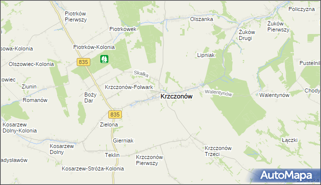 mapa Krzczonów powiat lubelski, Krzczonów powiat lubelski na mapie Targeo