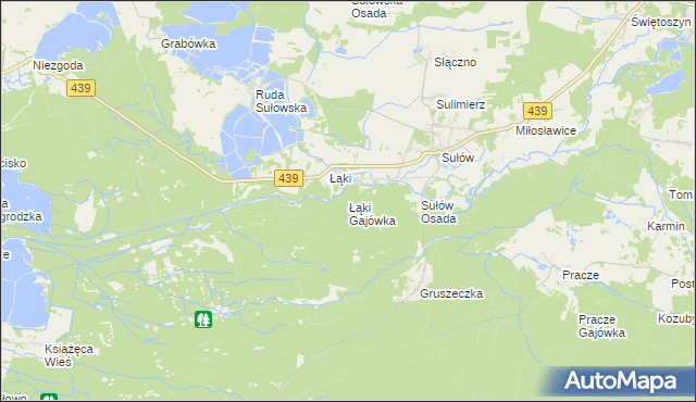 mapa Łąki Gajówka, Łąki Gajówka na mapie Targeo