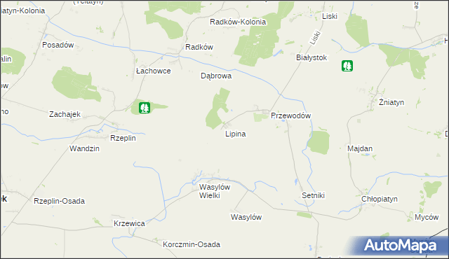 mapa Lipina gmina Dołhobyczów, Lipina gmina Dołhobyczów na mapie Targeo