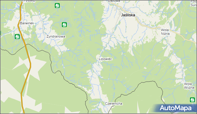 mapa Lipowiec gmina Jaśliska, Lipowiec gmina Jaśliska na mapie Targeo