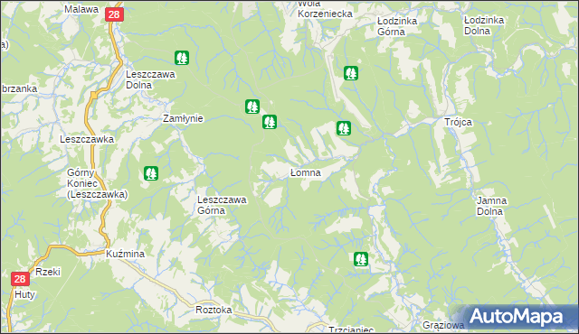 mapa Łomna gmina Bircza, Łomna gmina Bircza na mapie Targeo