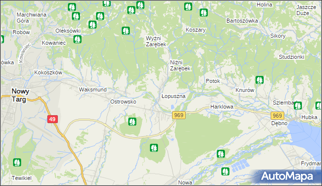 mapa Łopuszna, Łopuszna na mapie Targeo